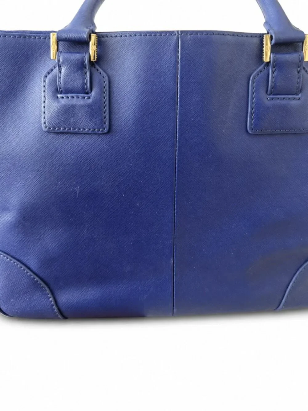 Tory Burch Blue Leather Double Zip Tote Bag